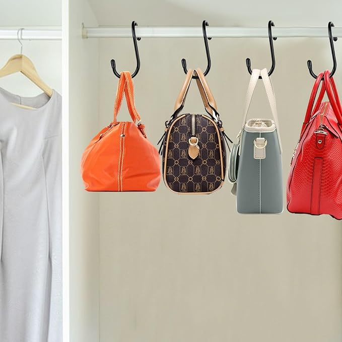HiGift 16 Pack Purse Hanger for Closet, Unique Twist Design Bags Hanger Hooks, Large Size Closet Rod Hooks for Hanging Purses, Handbags, Belts, Scarves, Hats,Clothes, Pans and Pots