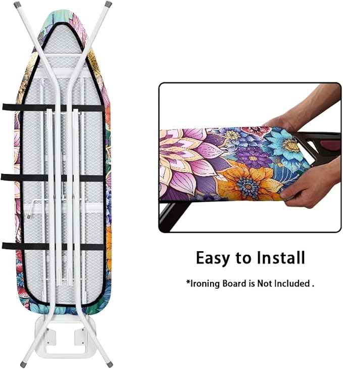 Ironing Board Cover - Resist Scorching, Durable, Extra Wide - Mandala