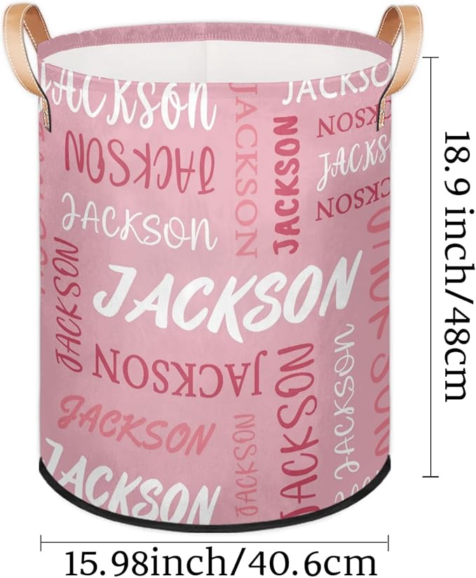 Custom Name Large Laundry-Basket for Kids-Boys-Girls, Personalized Foldable Waterproof Laundry Hamper Dirty Clothes Toys Storage Bin with Handles,Pink 3