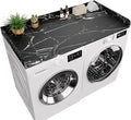 Washer Dryer Countertop, 27.5 x 54 Inch Washer and Dryer Countertop for Laundry Room Organization with Edge Wooden, Black Marble
