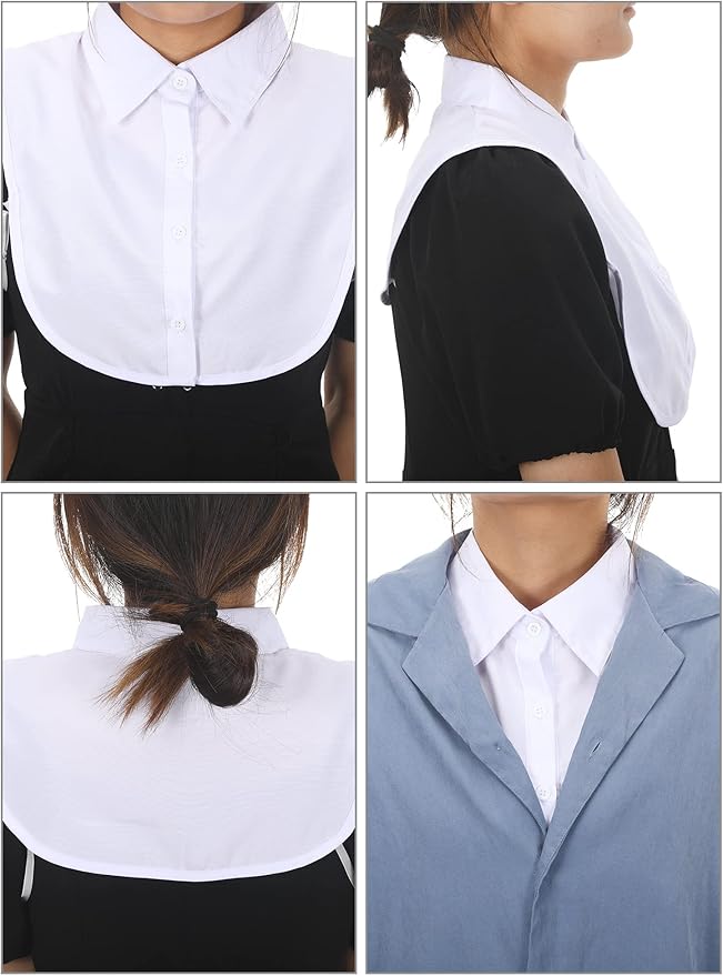 Syhood 4 Pcs Fake Collar Detachable False Dicky Collar Half Shirts Round for Women Outfits Halloween Costume Accessories
