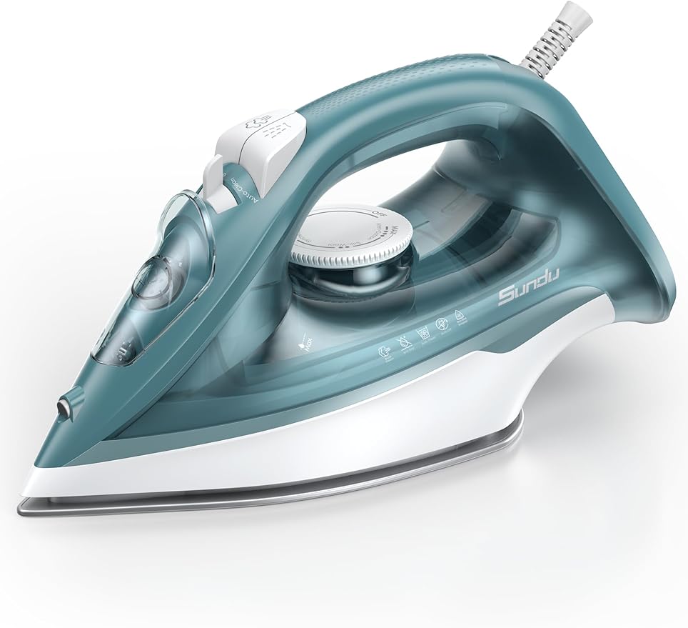1500W Iron with Ceramic Coated Soleplate, Rapid Heating, Self-Cleaning, Auto-Off, 11.84oz Water Tank, Precise Thermostat, Home Use Green