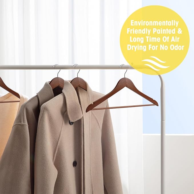 Wooden Hangers - 60 Pack - Clothes Hanger for Daily Used,Heavy Duty Wood Hangers with Precisely Cut Notches,Coat Hanger for Closet, Clothes Hangers for Shirt Suit Dres（Walunt）