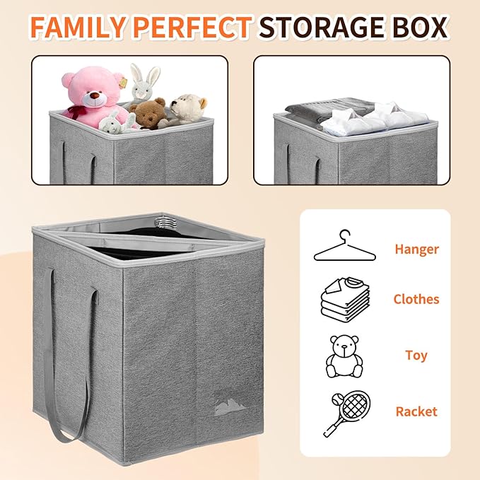 Clothes Hanger Organizer-Hard Shell Hanger Storage with Dust Lid, Large Hanger Storage Organizer with Separator Keep Hangers Tidy, Sturdy Handle and Label Window to Transportation