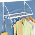 Tajsoon Over The Door Hanger with Storage Rack and 6 Hooks, Over The Door Clothes Rack for Hanging Coat, Over Door Clothes Hanger for Bathroom, Bedroom, Living Room, White