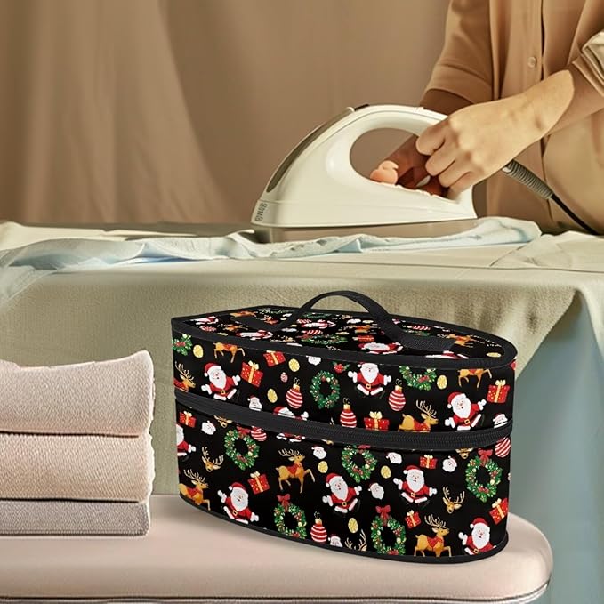 Christmas Gift Elk Iron Storage Case Protective Carrying Bag with Zipper Handle Colorful Reusable Steam Iron Storage Bag Fits Traveling Outing
