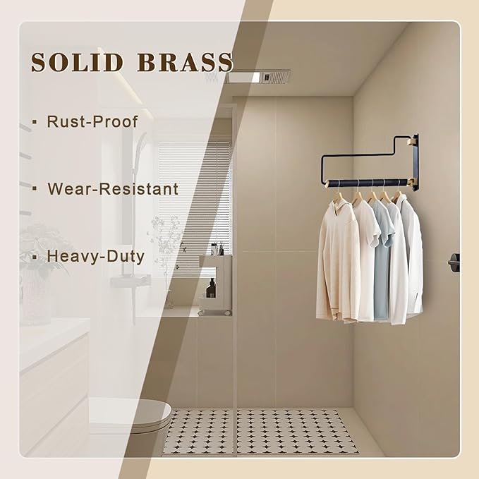 Folding Clothes Hanger Drying Rack Black Wall-Mounted Clothes Organizer for Laundry Room Closet Storage