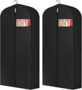 2 Pcs 10" Gusseted Garment Bags for Hanging Clothes Dress Bags for Gowns Long Closet Waterproof Garment Covers Wedding Dress Cover Traveling Clothes Protector (Black,54 Inch)