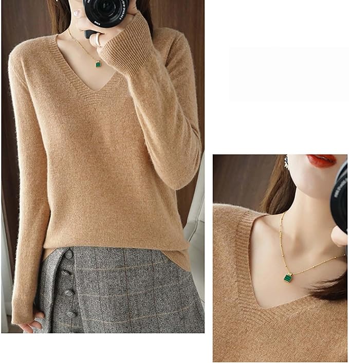 Merino Wool Cashmere Sweaters for Women 2025 Oversized Soft Sweater Long Sleeves Casual Loose Pullover Knitted Tops