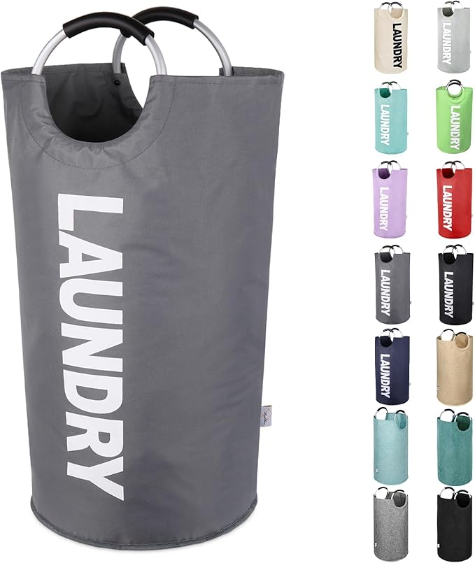 Large Laundry Hamper Bag 95L，Tall Laundry Basket with Handles, Big Dirty Clothes Hamper for Dorm, Laundry Room, Sturdy, Lightweight & Easy Carry Laundry Sorter Bin – Dark Grey