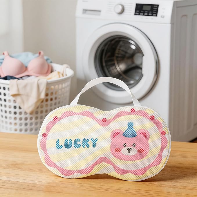 3 Pack Bra Washing Bags for Laundry, Silicone Bra Bags for Laundry With Zipper, Bear Pattern, Lingerie Bag, Anti Deformation Washing Bag(Fits A-C Cups)