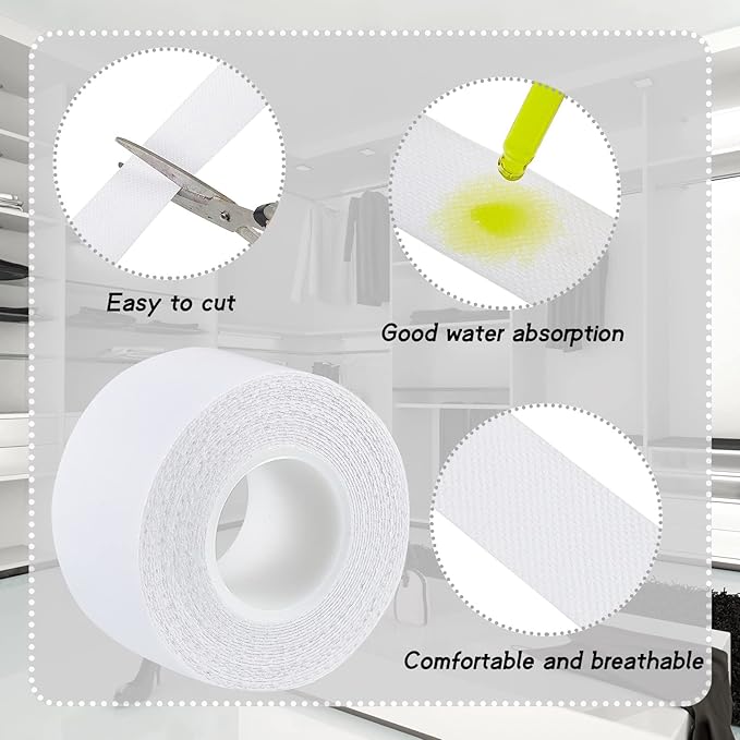 Jecery 2 Rolls 2 Rolls Sweat Pads Collar Protectors for Men Shirts, Disposable White Shirt Neck Tape, Dress Hat Collar Self Adhesive Invisible Liner Patch Against Sweat Stain (1.18 Inch)