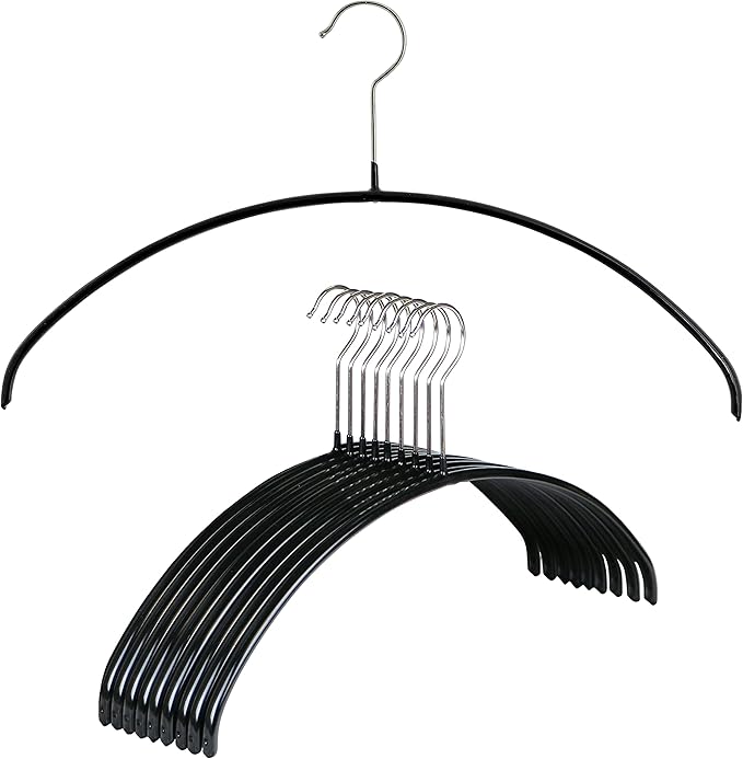 Mawa by Reston Lloyd Euro Series Non-Slip Space Saving Steel Clothes Hanger for Shirts, Dresses, Sweaters, Style 40/P, Set of 10, Black (14118)