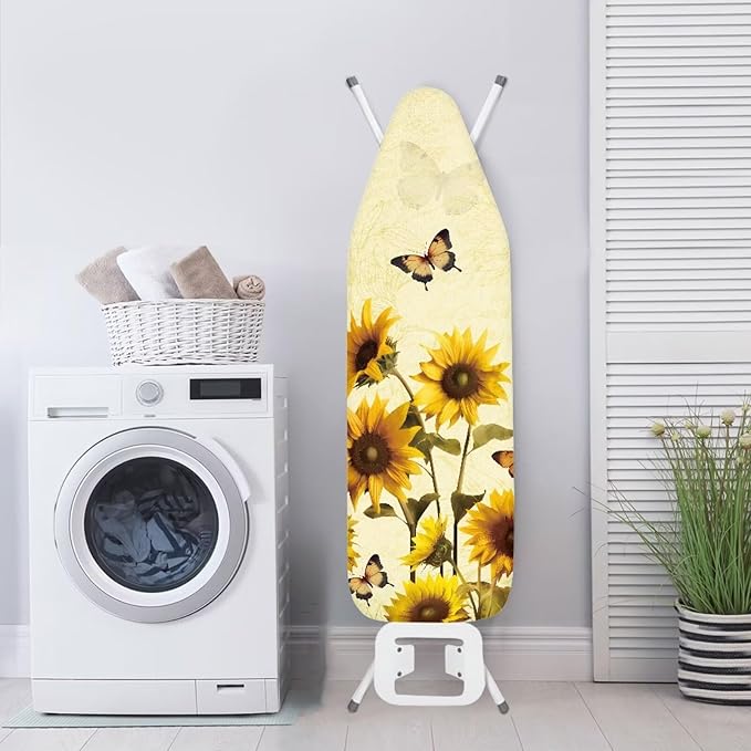 Sunflower Butterfly Ironing Board Cover Standard Size 15"x54" Iron Cover with Padding Butterflies Art Ironing Board Covers with Elastic Edge