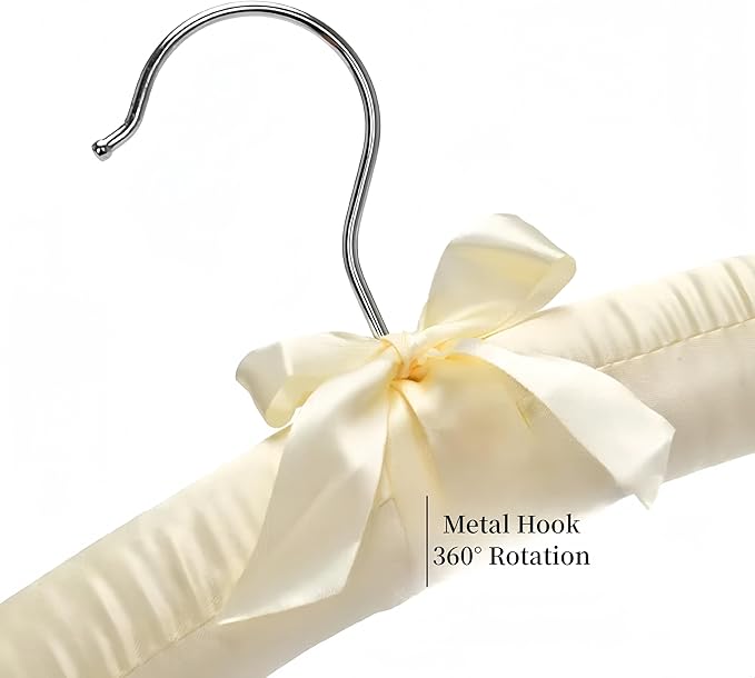 Padded Hangers for Women Clothing Sweater Hangers Satin Hanger No Shoulder Bump for Clothes, Dresses, Weddings, Lingerie (10)