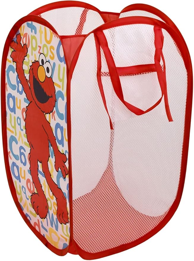 Sesame Street Elmo Pop Up Hamper - Mesh Laundry Basket/Bag with Durable Handles