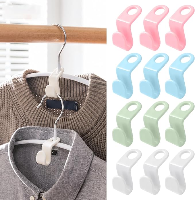 50PCS Hanger Connector Hooks - Space Saving Hangers Clothes, Hanger Hooks College Dorm Room Essentials, Heavy Duty Hangers Connection, Closet Organizers and Storage (Multicolor)