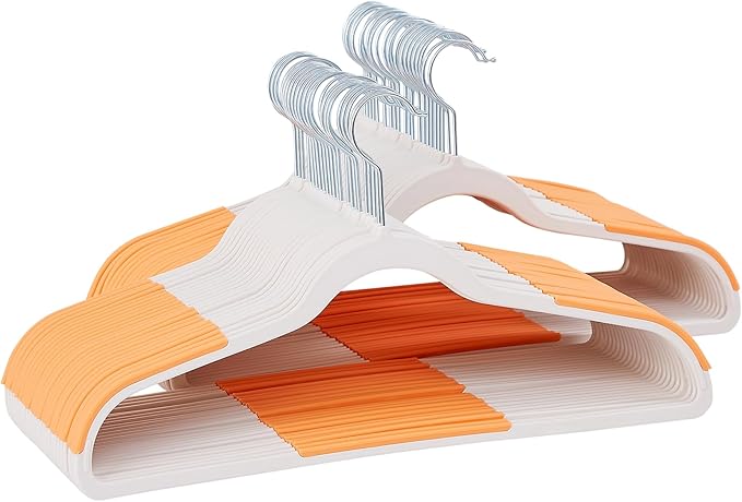 VECELO 50 Pack Clothes Hangers, Non-Slip Plastic Hanger, 360°Swivel Hook & Space Saving for Bedroom Closet, Great for Shirts Suit Coat Pants Skirt Dresses