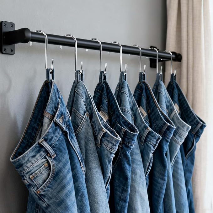 18 Pack Heavy Duty S Hooks for Hanging, Variety Sizes 6 PCS Large 4"/ 6 PCS Medium 3"/ 6 PCS Small 2.4" Pot Rack Hooks, Metal S Shaped Hanger Hooks for Hanging Jeans Pans Cups Plant Basket