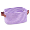 ABenkle Small Storage Basket, Mini Baskets with Handle, Cute Cotton Woven Baskets for Shelves, Boho Decorative Toy Storage Bin for Nursery, Spa, Empty Gift Basket - XS, Purple