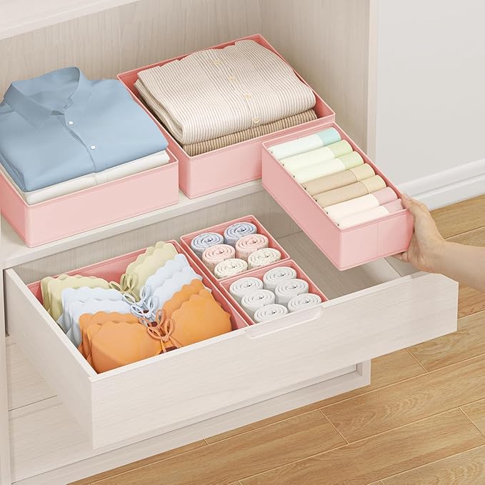 DIMJ Drawer Organizer Clothes Storage - 28 Pack Baby Dresser Organizer for Nursery, Small Fabric Closet Drawer Organizer Bins for Underwears Socks, Foldable Storage Dividers Organization for Bedroom