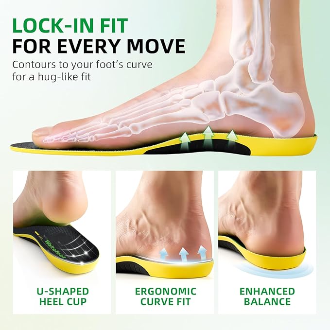 Shoe Insoles for Men Women, Insoles for Work Boots with Shock Absorbing Padding, U-Shaped Heel Cup, Plantar Fasciitis Arch Support Insoles for Standing All Day, Work, Trim-to-Fit Shoes