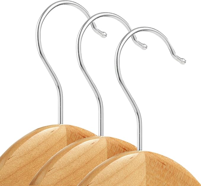 Casafield - 40 Natural Wooden Suit Hangers - Premium Lotus Wood with Notches & Chrome Swivel Hook for Dress Clothes, Coats, Jackets, Pants, Shirts, Skirts