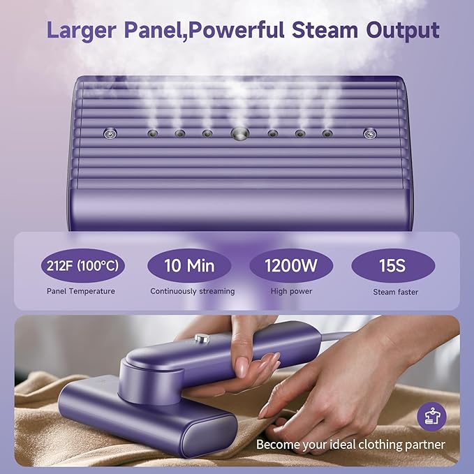 Travel Portable Steamer for clothes - Handheld Steamer for Fabric Clothing Wrinkles, 15s Fast Heat-up Rotary Garment Steamer, 1200W Light Mini Steam Iron for Home, Office and Travel