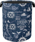 Navy Blue Foldable Laundry Hamper - Waterproof Fabric Storage Basket with Handles, Clothes Hampers for Laundry,Bedroom,Dorm
