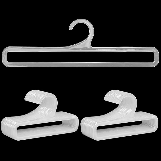 50 Packs Tea Towel Display Hanger, 10.7" Long Multifunctional Plastic Hangers Storage Racks for Hanging Storing Legging Sock Scarf Clothes Retail Wardrobe Ties Shawls Rings Belts Scarves - White