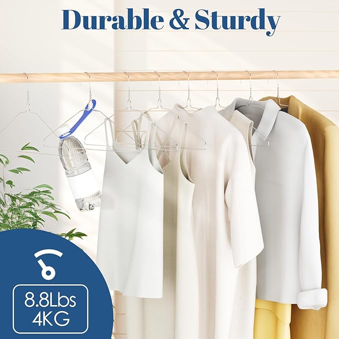 SPECILITE 18 Inch Wire Metal Clothes Hangers Bulk 50 Pack for Large Size Suits, Coats, Shirts, Pants, Skirts, Space Saving, Non Slip,12 Gauge Ultra Thin, Silver