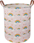 Pink Rainbow Laundry Hamper,Baby Nursery Hamper,Kids Toy Storage Basket for Girls Bedroom,Gift Basket,Room Decor(Rainbow)