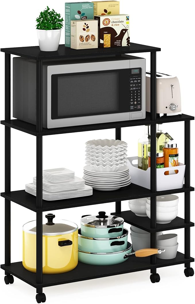 Furinno Turn-N-Tube Kitchen Shelf Cart, Americano/Black