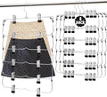 Skirt Pants Hangers with Clips，6Tier Skirt Hangers Space Saving,Metal,Non Slip Closet Organizer and Storage Multi Clothes Shorts Hanger Organization (4, Black)