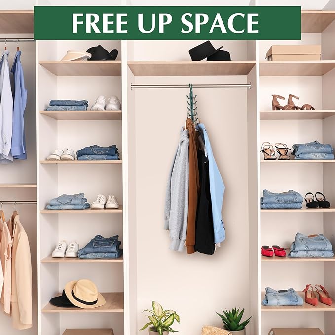 12 Pack Space Saving Hangers for Clothes Heavy Duty Plastic Organizer Multi Closet Space Saving for College Dorm Room Shirts Pants Jeans Sweaters Clothes Storage
