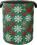 Winter Snowflakes Christmas Large Clothes Hamper Bag - Laundry Basket with Handles, Space Saving Foldable Design for Nursery