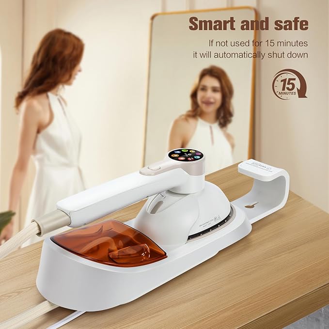 2-in-1 Handheld Steamer for Clothes & lron, 145oW Portable Garment Steamer with Smart LCD Display, 40oml Large Tank,8 Steam Levels, 90° Rotating Head, Fast Heat & Auto-Off for Home/Travel
