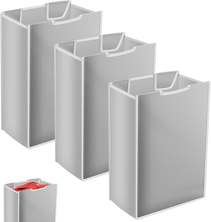 3 Pack Large Laundry Sorter Replacement Bags,Hamper Cart Removable Replacement, Storage Organizer Bag Hamper Liner, Wear Resistance for Standard 3 Compartment Laundry Hampers (Gray)