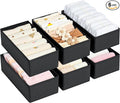 DIMJ Drawer Organizer Clothes - Underwear Organizer Small Closet and Storage Box Dresser Organizer,Drawer Dividers for Baby Clothes,Bra,Socks, Belt, Tie, Set of 6,Black