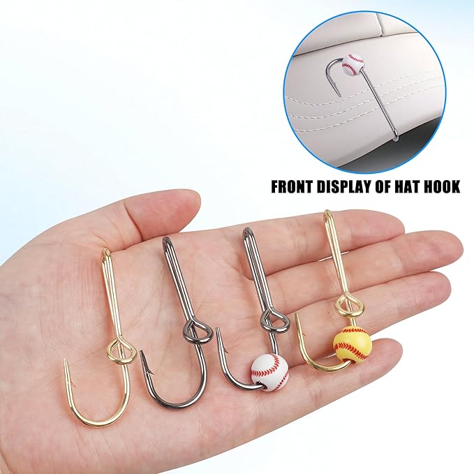 10PCS/20PCS Fishing Hook Hat Pins for Hat,Fish Hook Hat Clip for Hat Tie Clasp Fashion Trend Hat Decoration Gold Balck