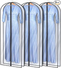 Univivi Dress Bags for Gowns, 65″ Clear Garment Bags for Hanging Clothes, 4″ Gusseted Long Dress Garment Bag for Closet Storage, 3-Pack