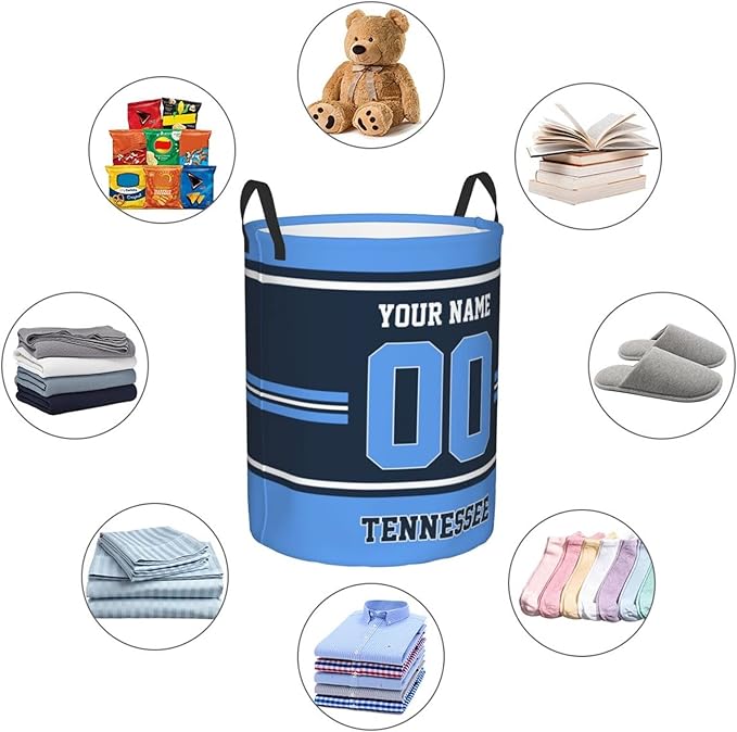 Custom Tennessee Laundry Hamper Personalized Laundry Basket Customized Name And Number Collapsible Storage Basket for Bedroom Bathroom Living Room Gifts