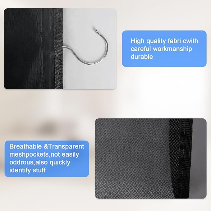 Legging Organizer for Closet Hanging, Hanging Legging Organizer, Legging Storage for Closet, Behind Door, Wardrobe, Clothes Storage, Hanger 20 Pockets Clothes Storage (Black)