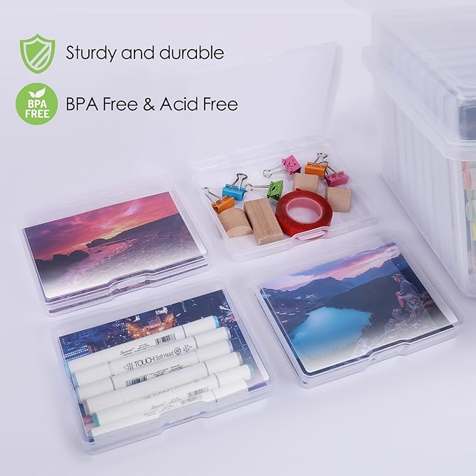 Photo Storage Box 5" x 7", Extra Large Photo Organizer Storage Container with 18 Inner Case, Seed Organizer Craft Storage Box Pictures, Arts, Crafts, Sewing, Stickers, Seeds, Office Supplies