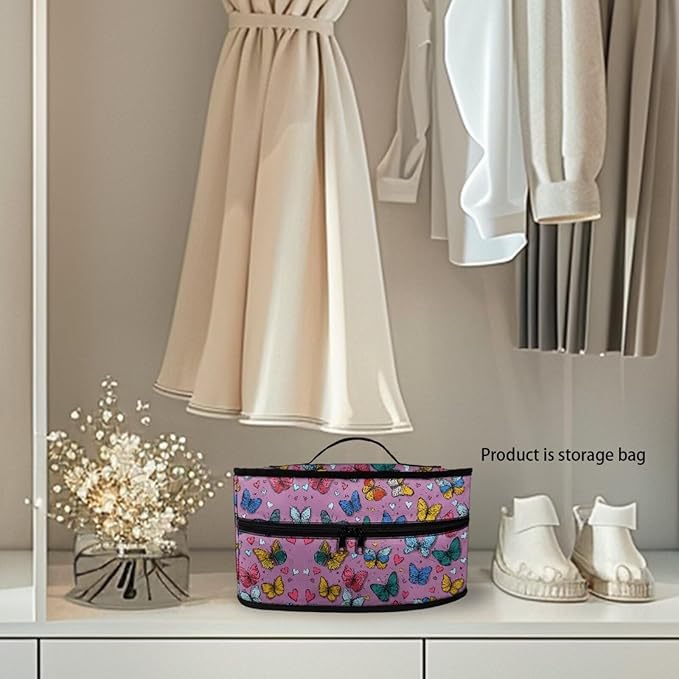 Purple Butterfly Heart Print Steam Iron Case Portable Travel Iron Organizer Handheld Steamer Holder with Handle Waterproof Travel Accessories, Case Only