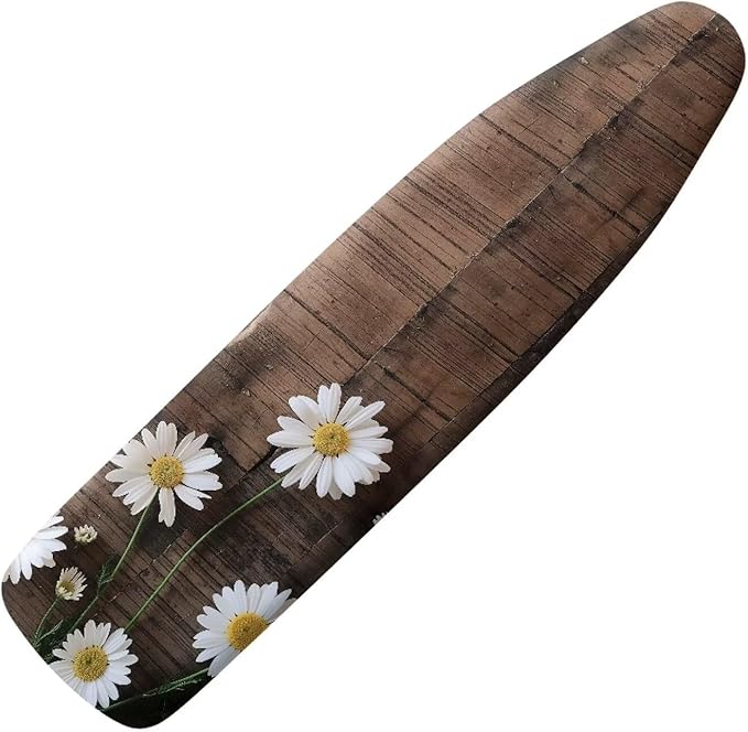 Wood Dasiy Floral Ironing Board Pad Ironing Board Cover and Pad 15" x 54" Scorch Resistant Padding Heavy Duty Iron Board Pad Standard Size Extra Thick Iron Board Cover Replacement