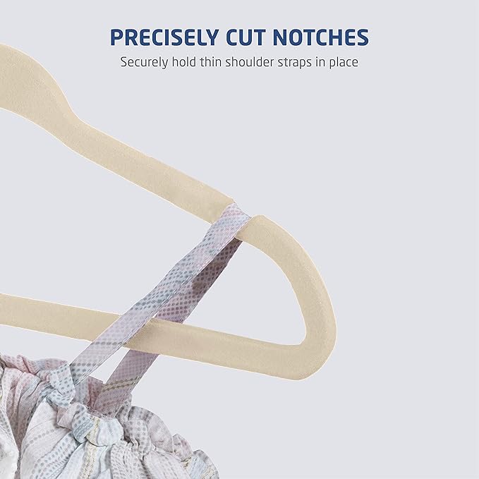 Zober - Baby Velvet Hangers - Premium Quality, Space Saving, Strong and Durable - Perfectly Sized For Babies 0-48 months - 11" wide - Ultra Thin Non-Slip Hangers 360 Chrome Swivel Hook [30 pack] Ivory