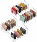 YAGELI Clear Acrylic Purse/Handbag Organizer - 4 Sections Divider for Closet Storage - Sturdy Organizer Rack for Purses, Handbags, and Clutches(4Pack-4Sections)