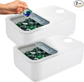 Skywin Large Laundry Pods Container with Slide Lid, 2 Pack Laundry Pod Holder 15 x 8.7 x 4.5 In, Holds 11 lbs OR 120-150 Pods (White)
