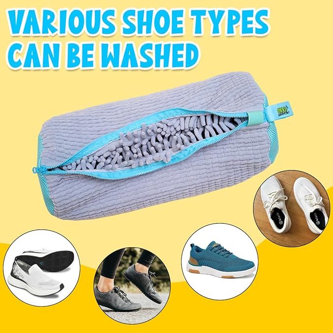 Shoe Washing Machine Bag – Sneaker Laundry Bag for Washer & Dryer, Protective Chenille Mesh Shoe Bag with YKK Zipper, Durable & Reusable for All Shoes 2-pack – Ohhmycart